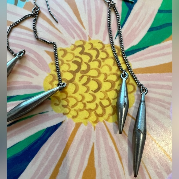 Silver Dangling Pendant Earrings - Picture 5 of 5